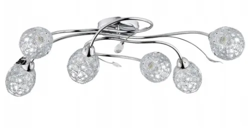 Lampa sufitowa chromowany stelaż i klosze z kryształami Alfa 20386 Orlean 6xE14 78cm Premium