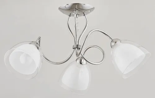Lampa sufitowa chromowana z dekoracyjną zawieszką podwójne szklane klosze biel i transparent Adelina Alfa 23633 3xE14 29cm x 53cm Szybka dostawa