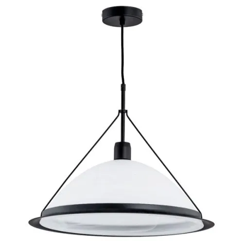 Lampa wisząca do salonu ring z kopułowym szklanym kloszem w metalowej czarnej ramie Wasa Alfa 60534 E27 60cm x 44cm Oferta limitowana