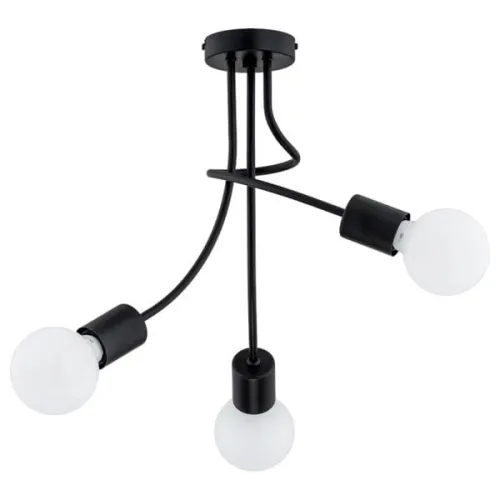 Czarna lampa metalowa sufitowa z odsłoniętymi żarówkami industrialny plafon z kręconym stelażem Plena Alfa 25753 3xE27 40cm x 42cm Oferta