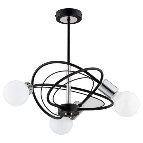 Designerska lampa sufitowa z zakręconymi ramionami czarna z łączeniem chromu Luer Alfa 25883 3xE27 42cm x 41cm Niska cena
