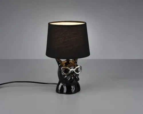 Lampa nocna czarna głowa psa buldog z abażurem RL R50231002 Dosy 14 Zniżka