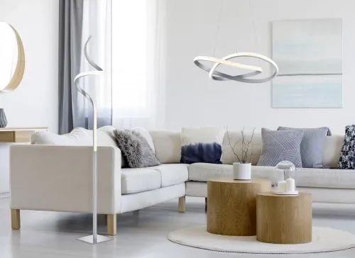 Wysoka jakość Lampa wisząca nowoczesna zawijana serpentyna niklowa RL R32051107 Course LED 27W 3000K 60cm