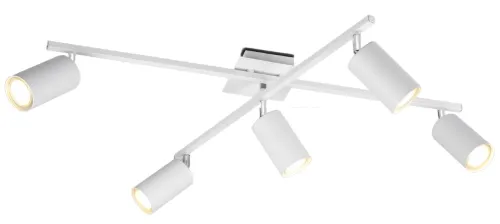 Lampa sufitowa listwy z reflektorami Trio 612400501 Marley 5xGU10 77cm x 57cm x 25cm regulowane biały Darmowy zwrot