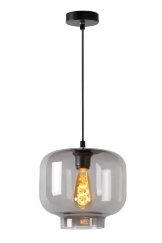 Zamów dziś Lampa wisząca z dymnym szklanym kloszem na czarnym kablu Lucide 46413/01/65 Medine E27 25cm