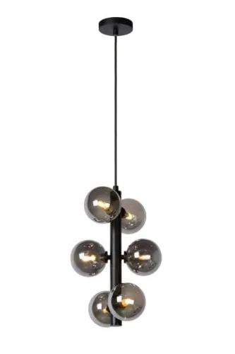 Czarna lampa wisząca z szklanymi grafitowymi kloszami Lucide 45474/06/30 Tycho 6xG9 25cm x 150cm Tylko dziś