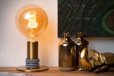 Mosiężna lampa stołowa z kablem żelazkowym Lucide 45576/01/02 Marit E27 Oferta limitowana