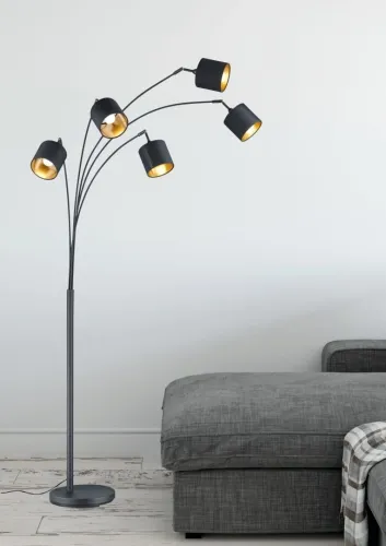 Tani Lampa podłogowa nowoczesna pięć ramion z małymi abażurkami czarna RL R46330579 Tommy 5xE14 200cm