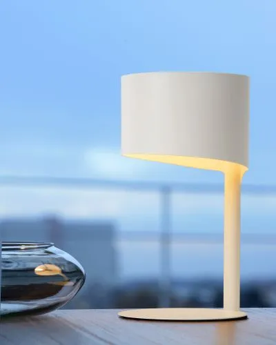 Bezpieczna płatność Biała nowoczesna lampa stołowa Lucide 45504/01/31 Knulle E14