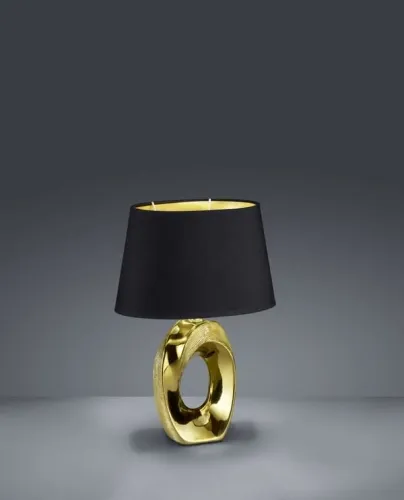 Lampa nocna dekoracyjna ceramiczna podstawa owalna złota z czarnym abażurem RL R50511079 Taba E14 33cm Promocja