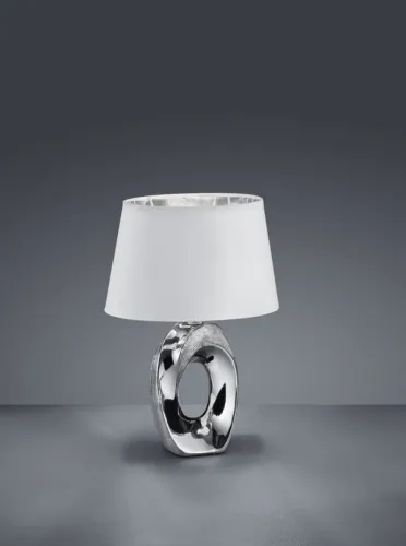 Lampa nocna dekoracyjna ceramiczna podstawa owalna chromowana z białym abażurem RL R50511089 Taba E14 33cm Dodaj do koszyka