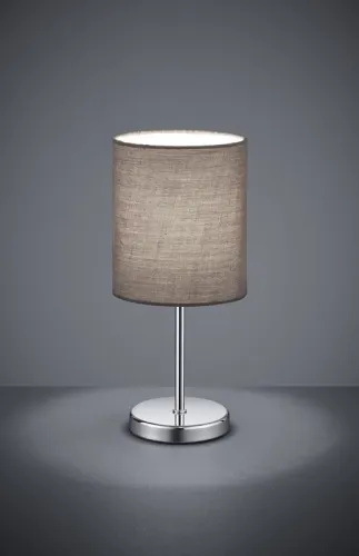Lampa nocna na nóżce z metalową podstawą i abażurem szaro beżowym z tkaniny chrom RL R50491011 Jerry E14 28cm Zamów teraz