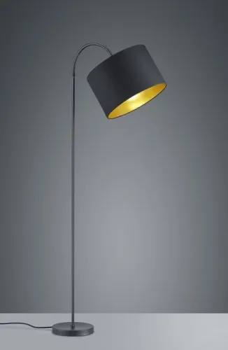Sprawdź teraz Lampa Podłogowa z giętkim ramieniem Trio 408290179 Hostel E27 35cm x 156cm czarny abażur w środku złoty