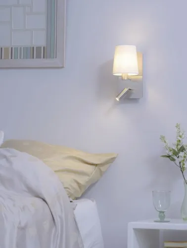 Lampa ścienna kinkiet Trio 271470207 Marriot E27 + LED Biały Nikiel dodatkowy reflektor Okazja